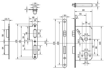 MG1811 Push Pull Mortise Lock