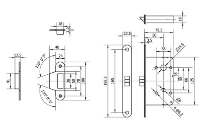 MG2812 Push Pull Mortise Lock