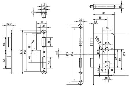 MG1624 Mortise Lever Lock